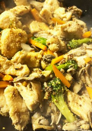 低糖質　とり胸肉の高野豆腐衣の炒め物-レシピのメイン写真