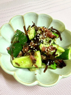 キュウリおつまみ、梅肉昆布、即出来-レシピのメイン写真