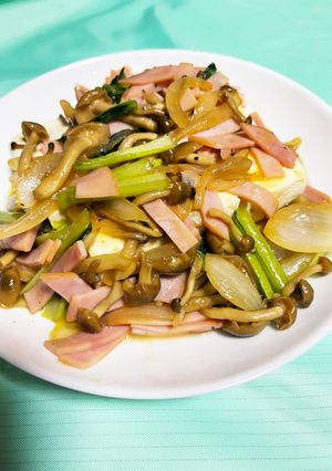 ヘルシーなバターぽん酢炒め♪豆腐に乗せて-レシピのメイン写真