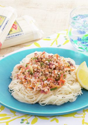 簡単♪タコレモンの冷たいパスタ風そうめん-レシピのメイン写真