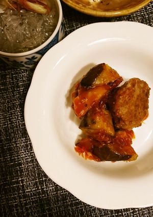 肉団子とナスの甘酢和え-レシピのメイン写真
