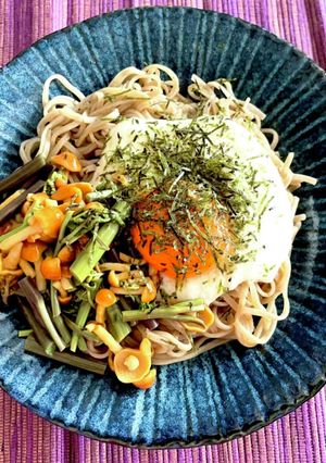冷やし山菜とろろそば-レシピのメイン写真