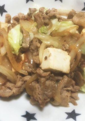 豆腐おかず！豚コマと豆腐の味噌バター炒め-レシピのメイン写真