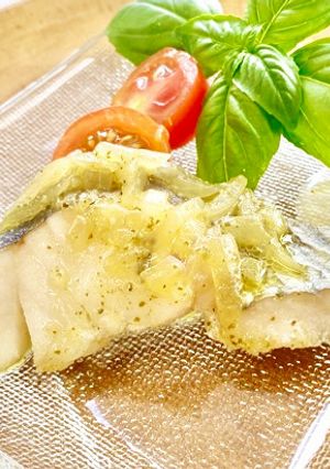 白身魚のバジルソース＠つくば市学校給食-レシピのメイン写真