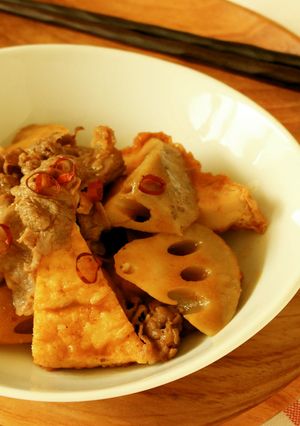 ピリ辛★厚揚げとれんこんの韓国風煮-レシピのメイン写真
