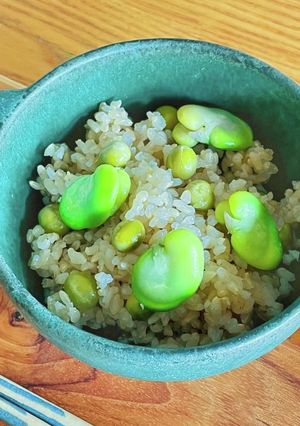 そら豆とグリーンピースの玄米薬膳ごはん-レシピのメイン写真