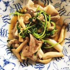豚バラ肉と豆苗としめじの豆板醤炒め♪-レシピのメイン写真