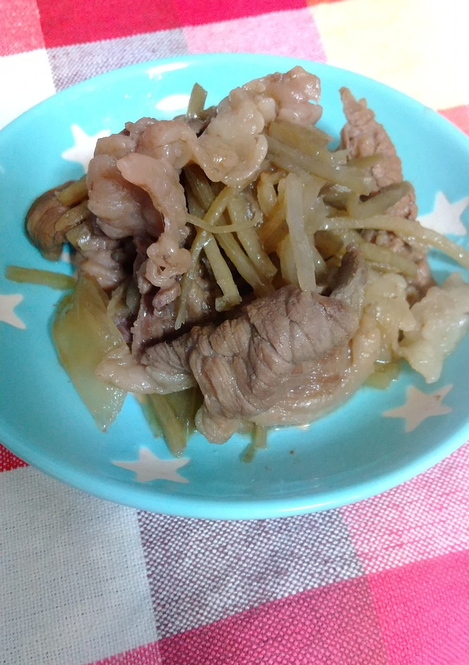牛肉と冷凍ごぼうのすき焼き風-レシピのメイン写真