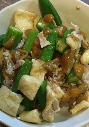 豚肉とオクラとなめこの梅肉和え-レシピのメイン写真