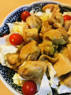 鶏肉のあまから炒め&キャベツサラダの一品-レシピのメイン写真