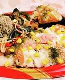 <とろろ芋ガリ青のりコーンごま桜漬飯>