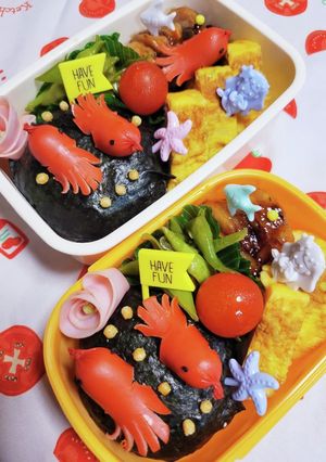 キャラ弁☆夏祭りの金魚さん弁当☆-レシピのメイン写真