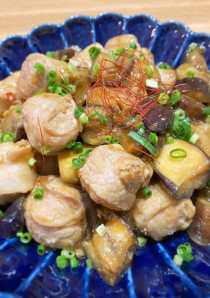 今井家の茄子と厚揚げの豚バラ巻の甘酢炒め-レシピのメイン写真