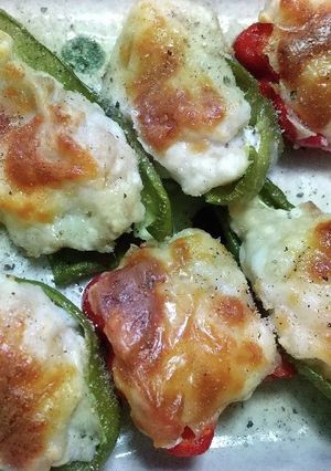 ピーマンの白はんぺんと鶏ミンチ詰め-レシピのメイン写真