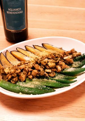 夏に♪茄子とオクラのバジルチキン乗せ-レシピのメイン写真