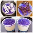 蝶々とまる紫陽花ココナッツミルクプリン