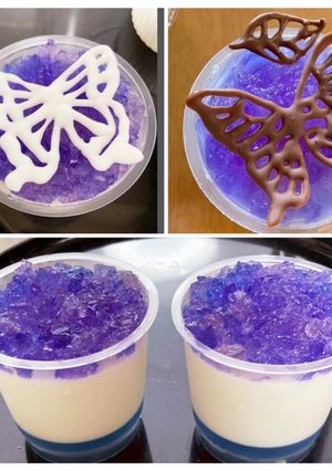 蝶々とまる紫陽花ココナッツミルクプリン-レシピのメイン写真