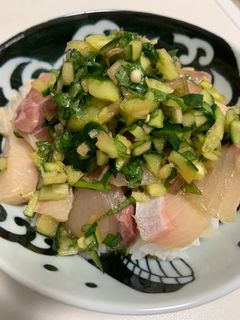 ヒラマサのさっぱり丼(山形だし風)-レシピのメイン写真