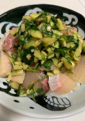 ヒラマサのさっぱり丼(山形だし風)-レシピのメイン写真