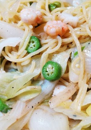 レタスオクラ塩焼きそば-レシピのメイン写真