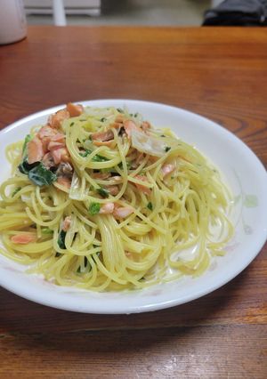 鮭とほうれん草のスープパスタ-レシピのメイン写真