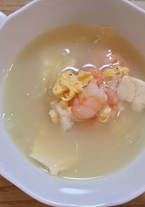 えびと豆腐と卵のスープ-レシピのメイン写真