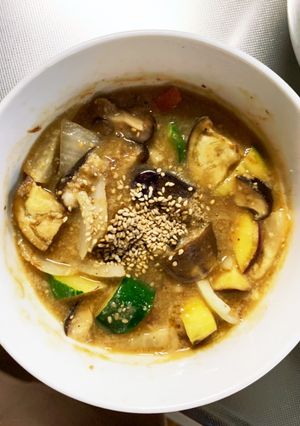 根菜茄子簡単甘味噌炒め味温野菜サラダ-レシピのメイン写真