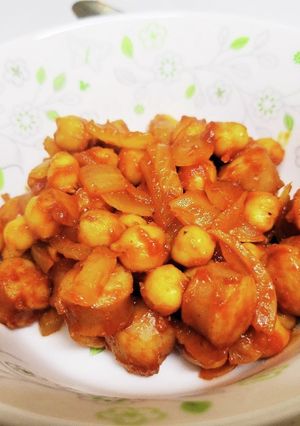 ひよこ豆とウィンナーのケチャップ炒め-レシピのメイン写真