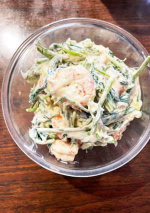 むき海老と空芯菜★☆辛子ネギマヨ和え-レシピのメイン写真