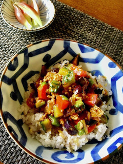 夏野菜達のピリ辛そぼろ丼-レシピのメイン写真