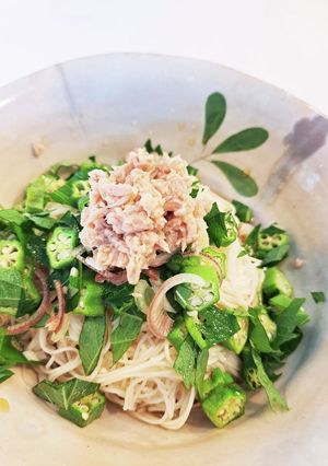 ツナとオクラのぶっかけそうめん-レシピのメイン写真