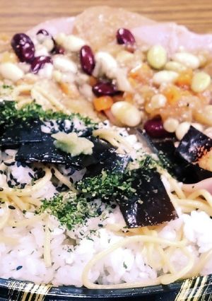 «角切り昆布煮青のりゴマ塩&サラスパ飯»-レシピのメイン写真