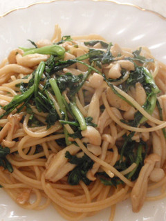 春菊とキノコのスパゲティ♪-レシピのメイン写真