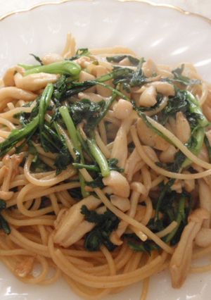 春菊とキノコのスパゲティ♪-レシピのメイン写真