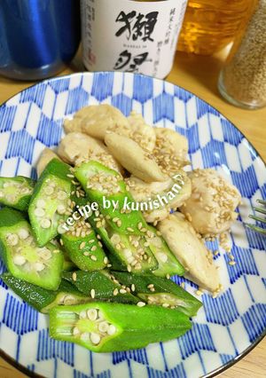 レシピ投稿祭　ササミとオクラのポン酢炒め-レシピのメイン写真