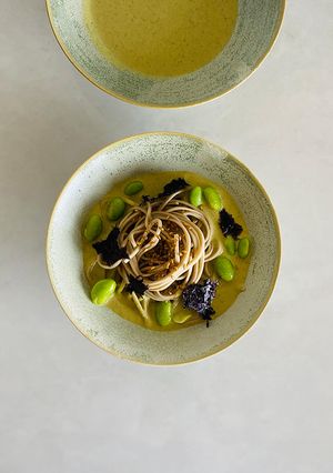 枝豆と胡麻の蕎麦たれ(バイタミックス)-レシピのメイン写真