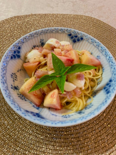 桃と生ハムとモッツァレラの冷製パスタ♡-レシピのメイン写真