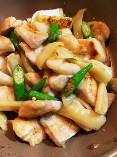 胸肉とオクラパプリカ長芋炒め-レシピのメイン写真