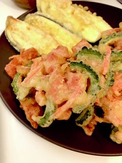 ゴーヤとスパムと紅生姜のかき揚げ-レシピのメイン写真