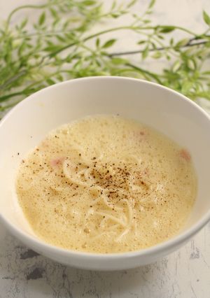 簡単！そうめん　釜揚げカルボナーラ　-レシピのメイン写真