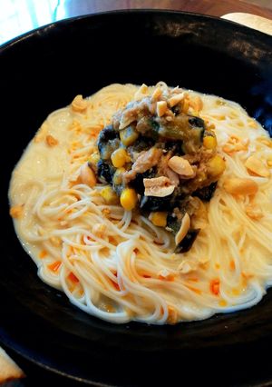 ツナと茄子の豆乳坦々そうめん-レシピのメイン写真