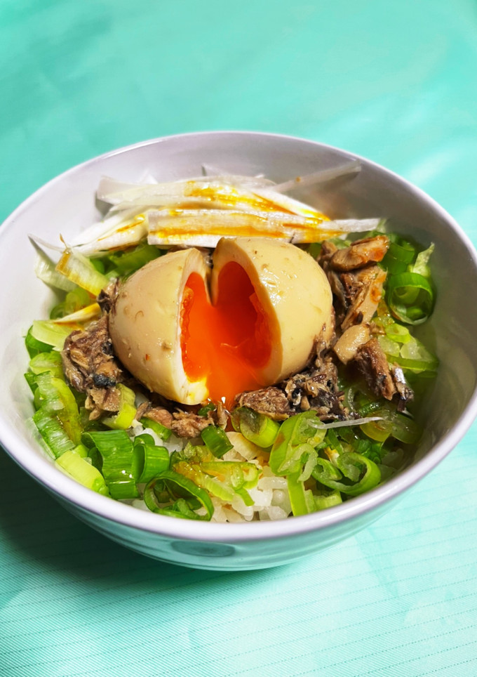 長ネギとサバ缶漬け半熟煮卵丼♪-レシピのメイン写真