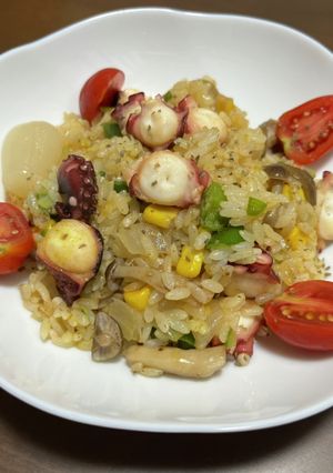 【筋肉飯】タコと夏野菜のドライカレー-レシピのメイン写真