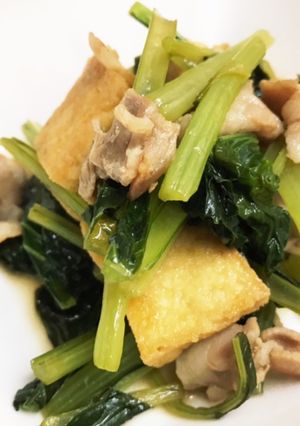 小松菜と厚揚げの炒め物　-レシピのメイン写真