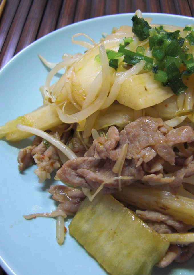 長芋と豚肉のキムチ炒め-レシピのメイン写真