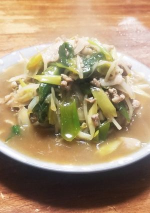 豚肉&葱&もやし餡掛け-レシピのメイン写真