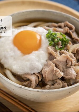 とろろと甘辛豚肉の月見うどん-レシピのメイン写真