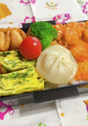 時短お弁当盛り付け記録　中華　エビチリ-レシピのメイン写真