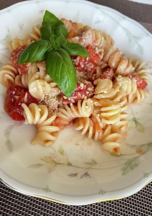 【ポリ袋の防災レシピ】トマトツナパスタ-レシピのメイン写真