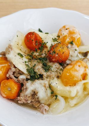 超簡単トマトとひき肉のチーズ煮込み-レシピのメイン写真